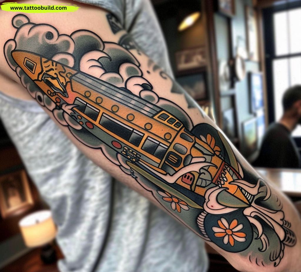traditional submarine tattoo design idea