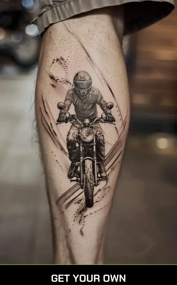 motorcycle and rider tattoo