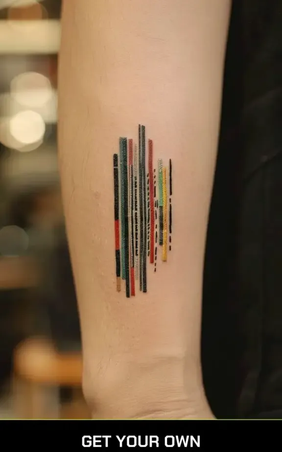 colorful barcode tattoo