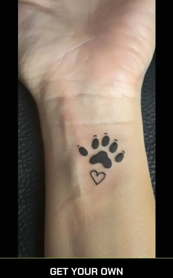 cat paw with heart tattoo
