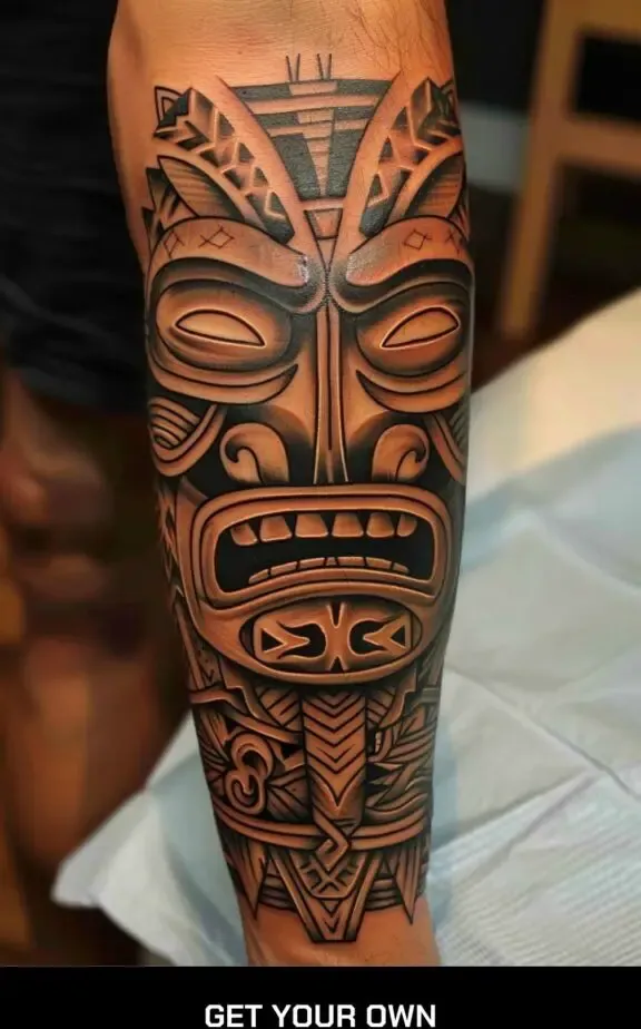 tiki figure Polynesian tribal tattoo idea