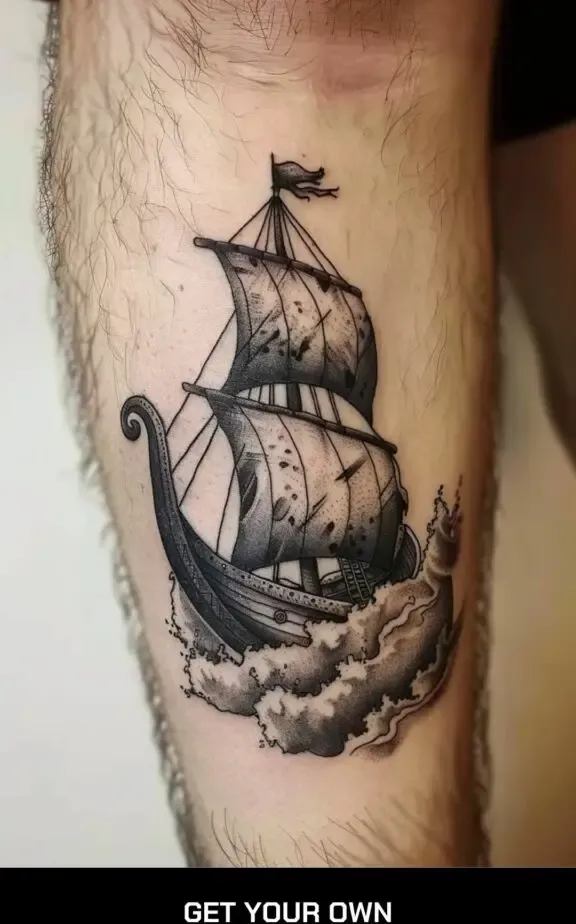 Viking ship tattoo