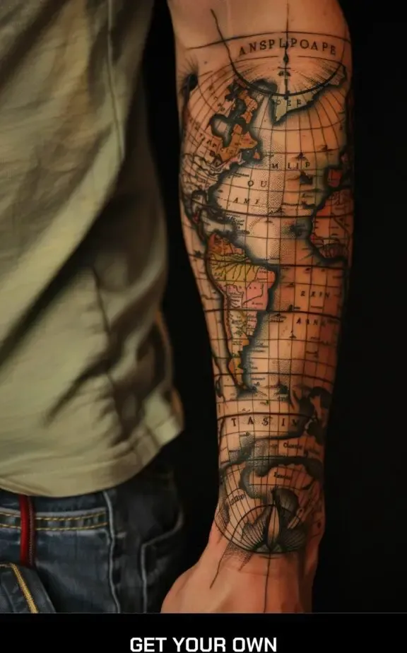 map sleeve tattoo