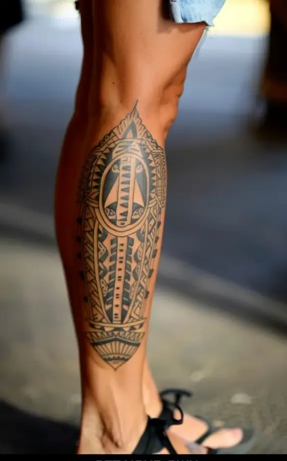 aztec leg tattoo for females