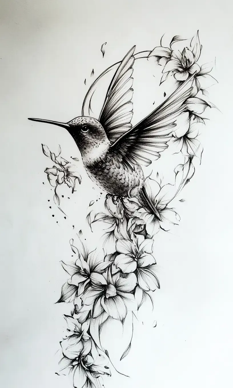 Hummingbird Tattoo Drawing-5