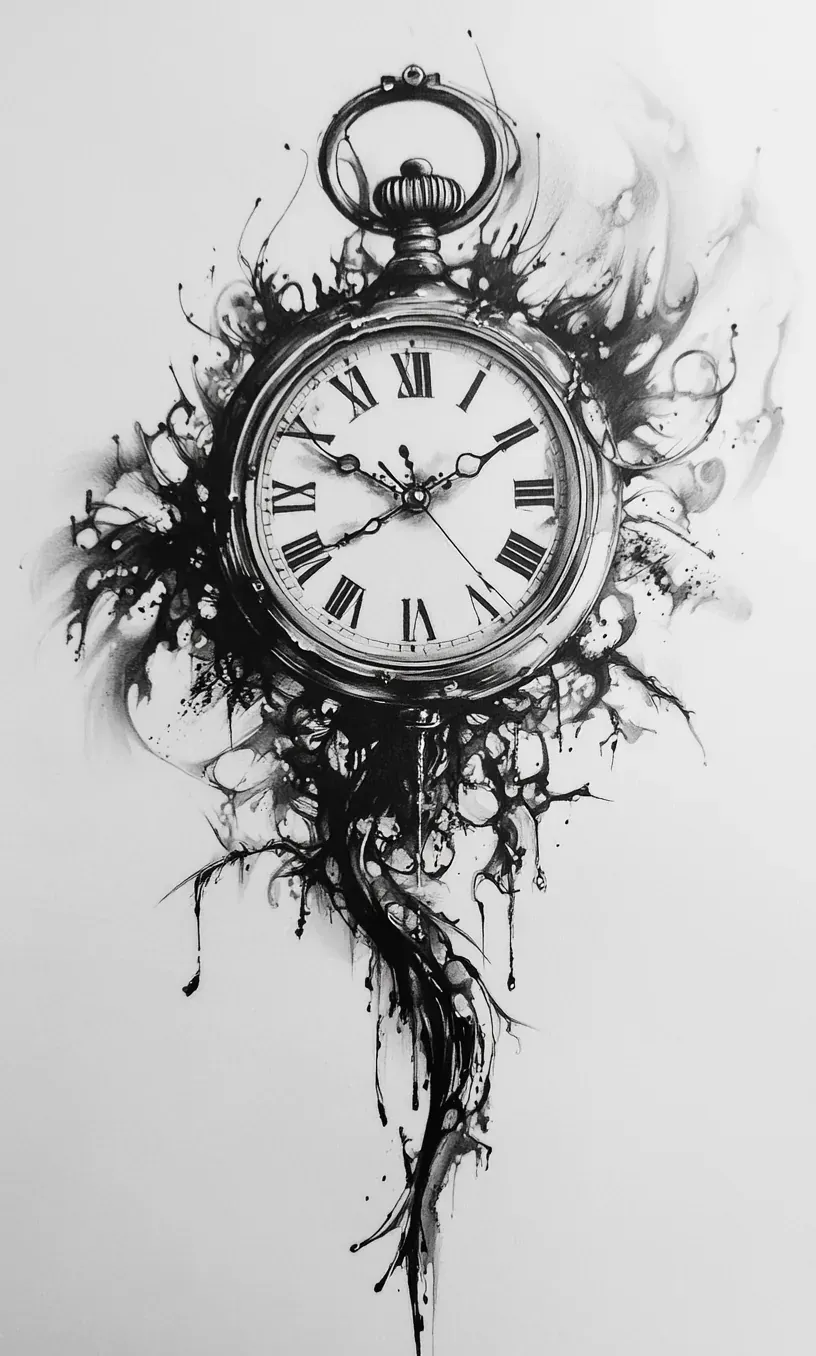 Clock Tattoo Drawings-11