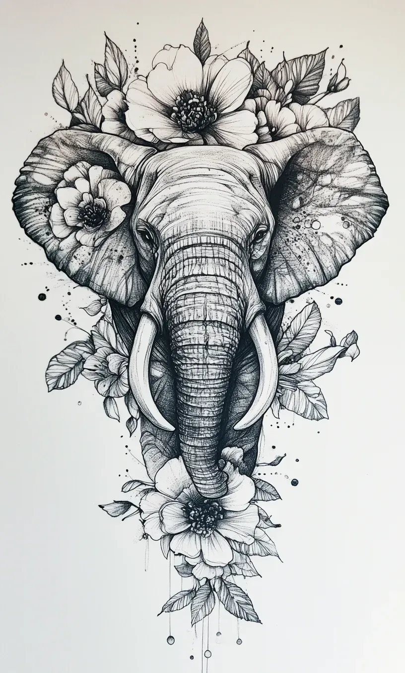 Elephant Tattoo Drawing-23