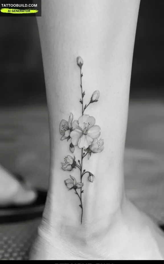 cherry blossom leg tattoo