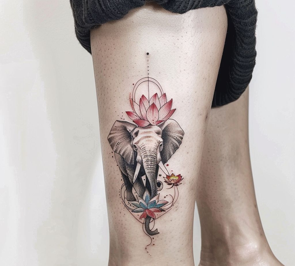 Elephant Shin Tattoo Women