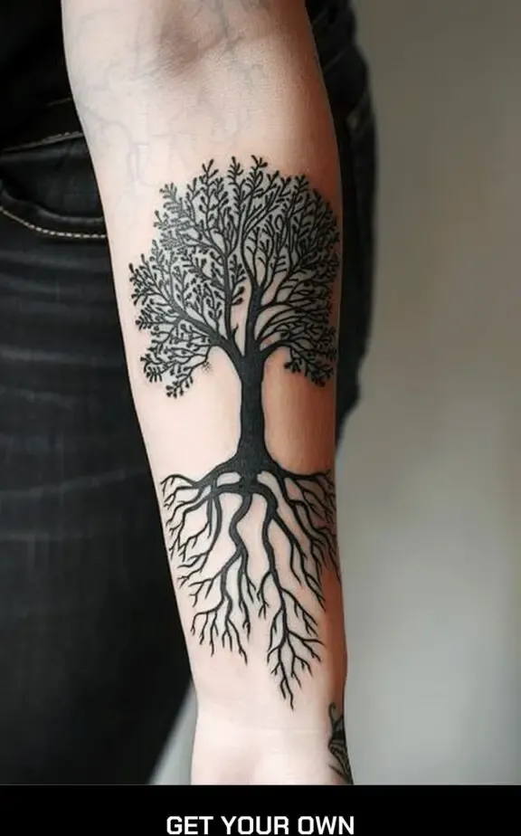 tree and root tattoo