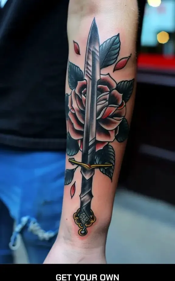 flower and dagger tattoo