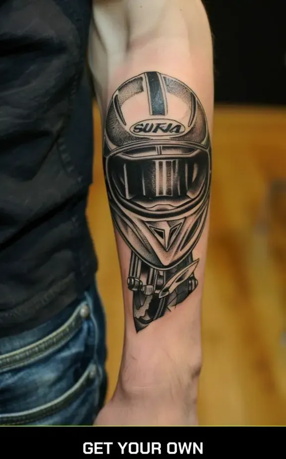 motorcycle helmet tattoo