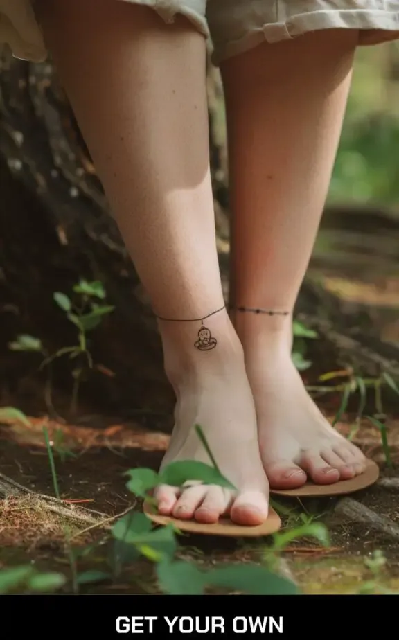 ankle bracelet buddha tattoo minimalist tattoo style