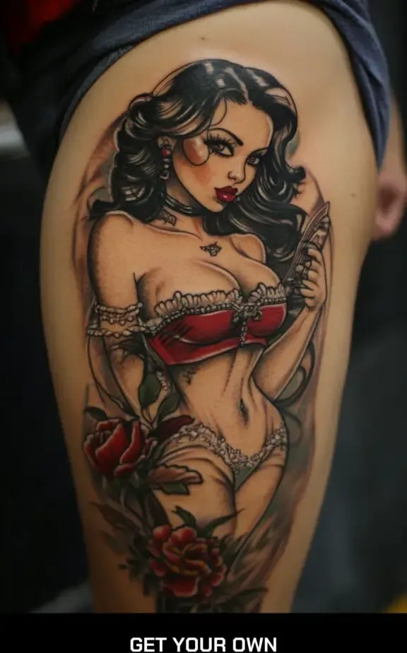 Chicano pin-up girl tattoo
