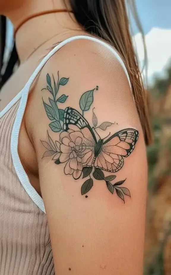 butterfly bicep tattoo for women