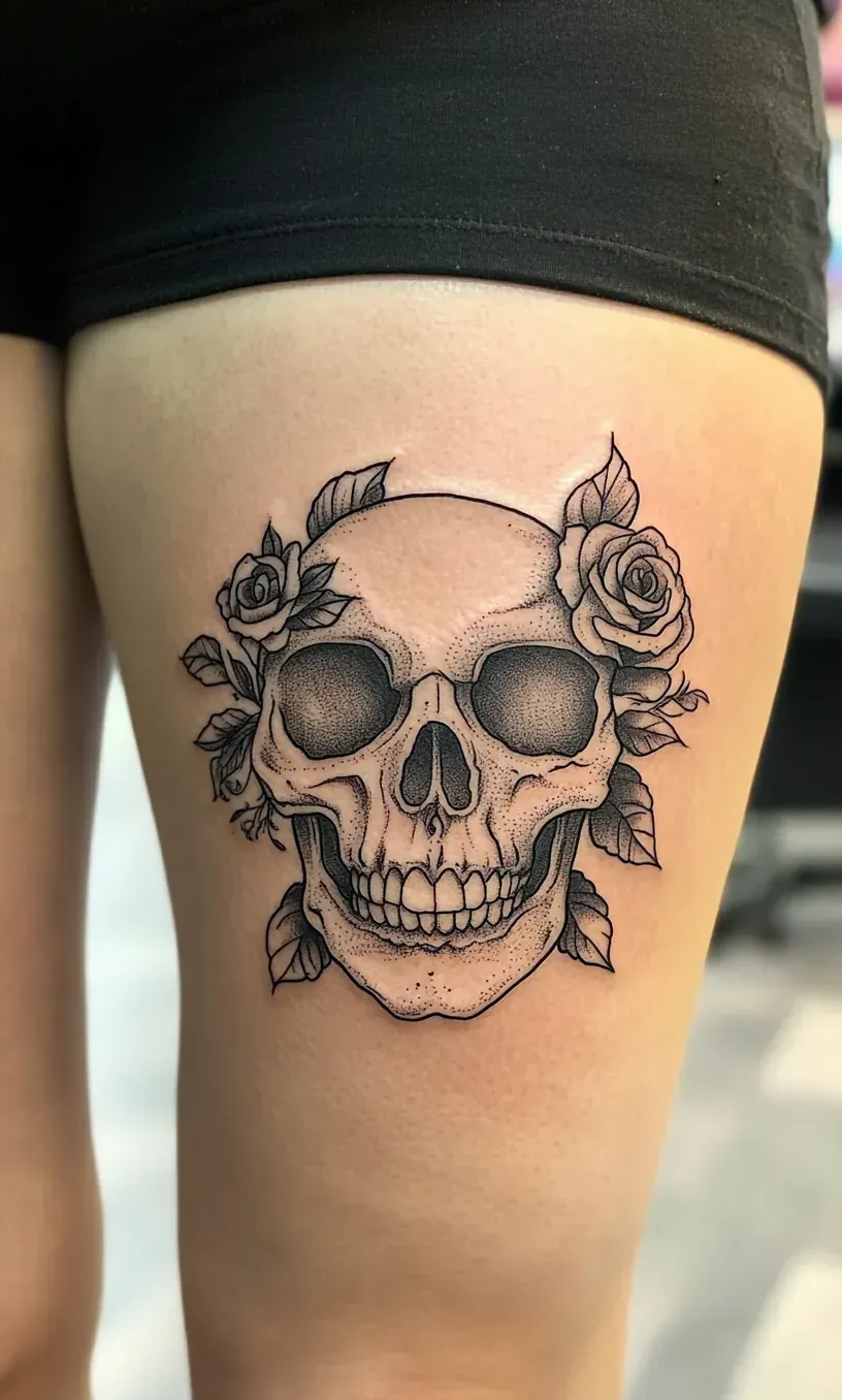 Skull Rose Tattoo Drawing-19