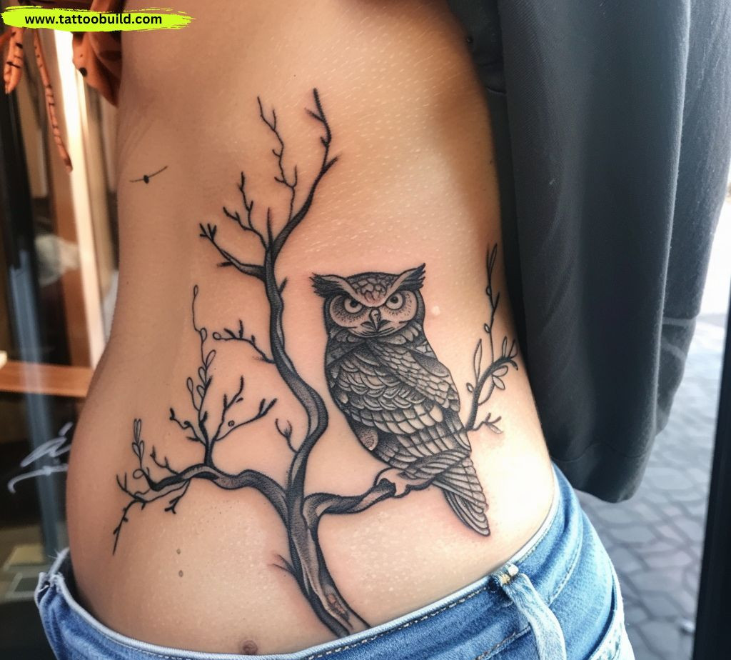 owl rib tattoos for women