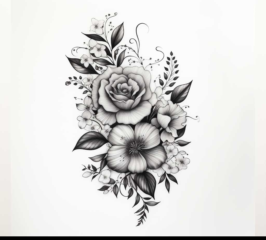 flower women's thigh tattoo design