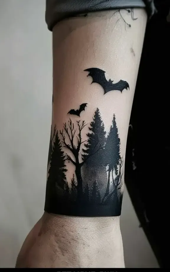 Blackwork Bat tattoos design idea