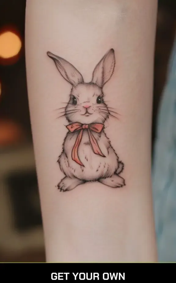 bunny with bow tattoo