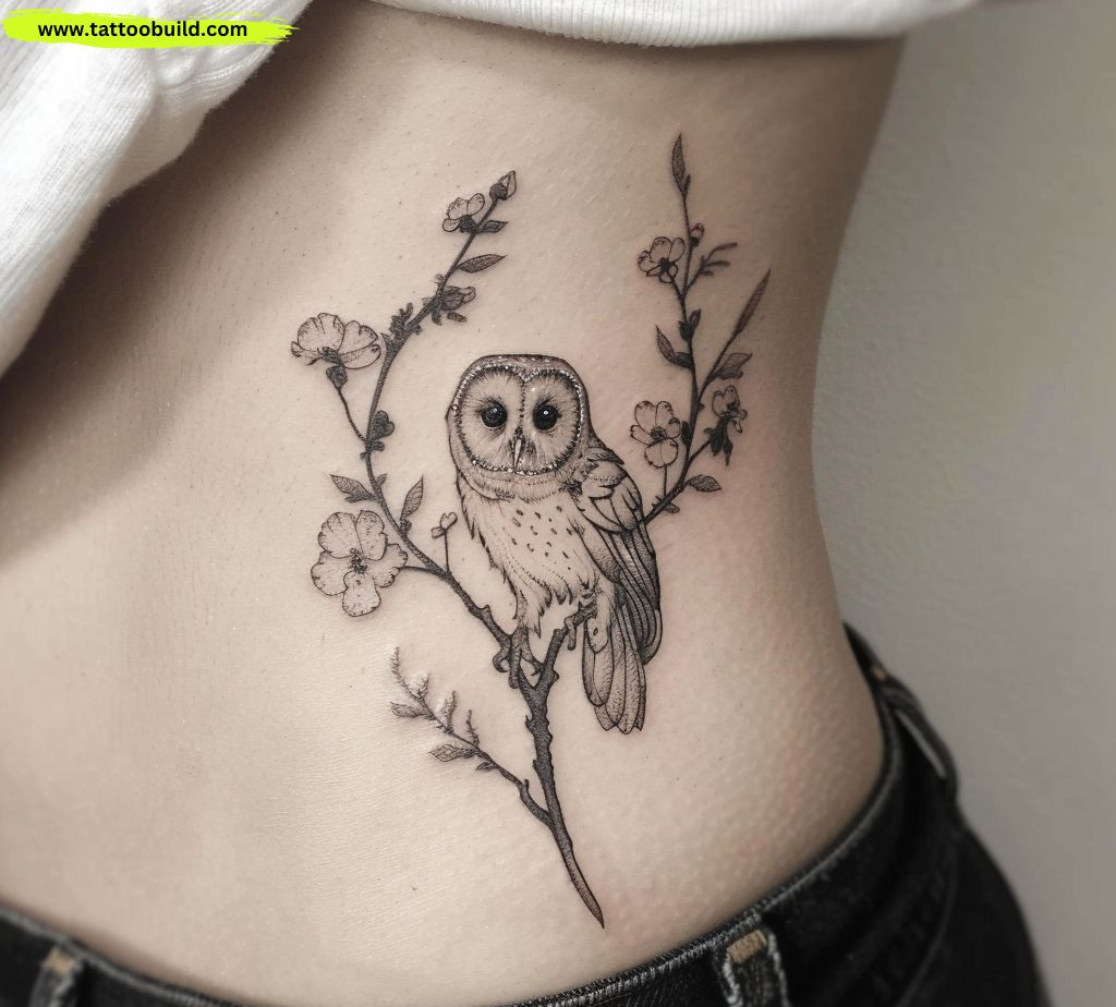 owl rib tattoos for women