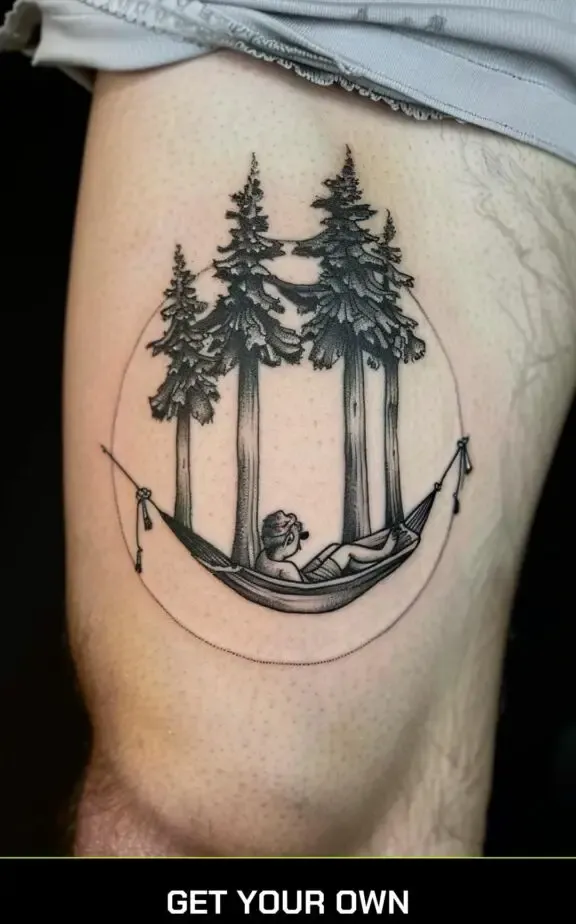 camping tattoo idea: hammock tattoo