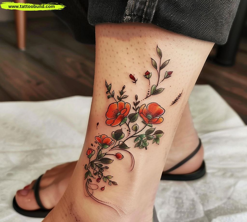versatile flower ankle tattoo