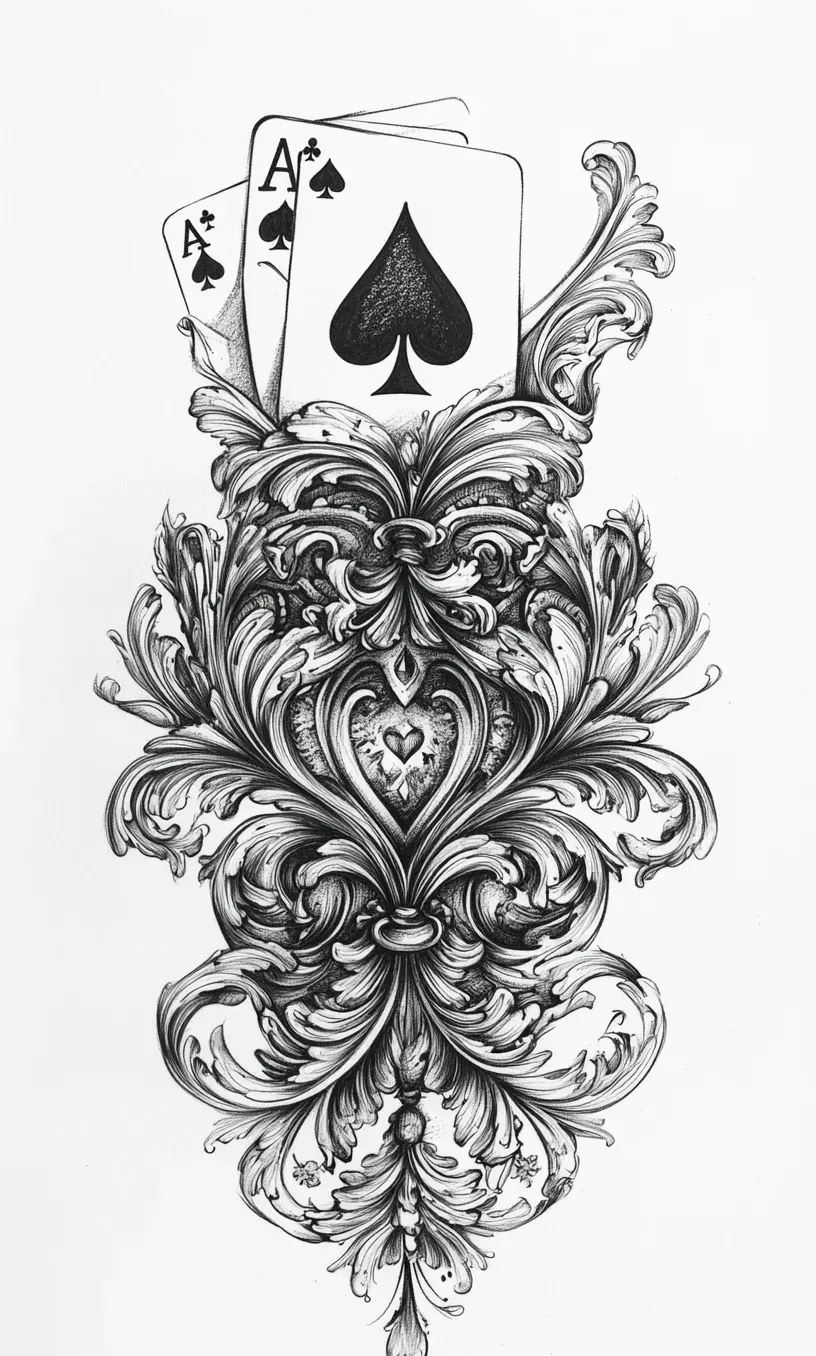 Playing Cards Tattoo Drawing-21
