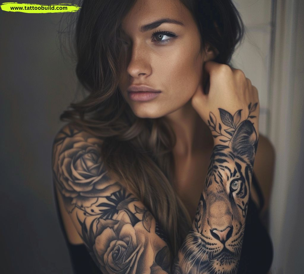 realistic tiger sleeve tattoo