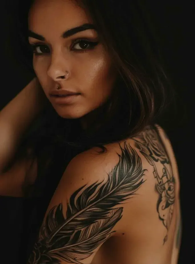 Feather Shoulder Tattoo