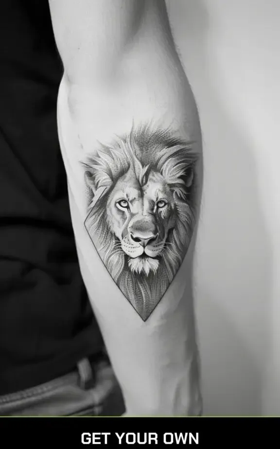 small tattoo designs for men: simple lion tattoo