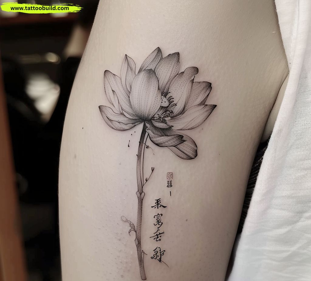 lotus flower shoulder tattoo for women
