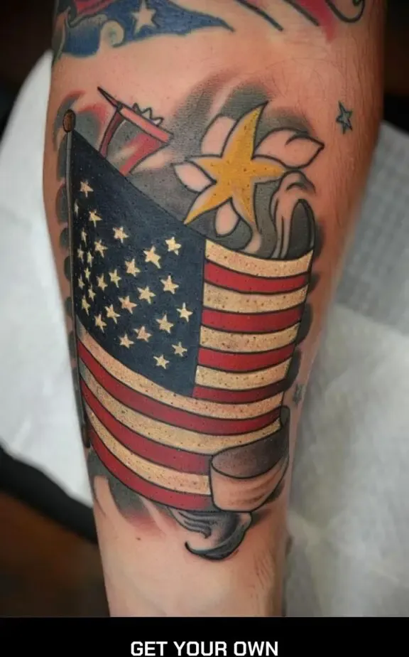 traditional American flag tattoo