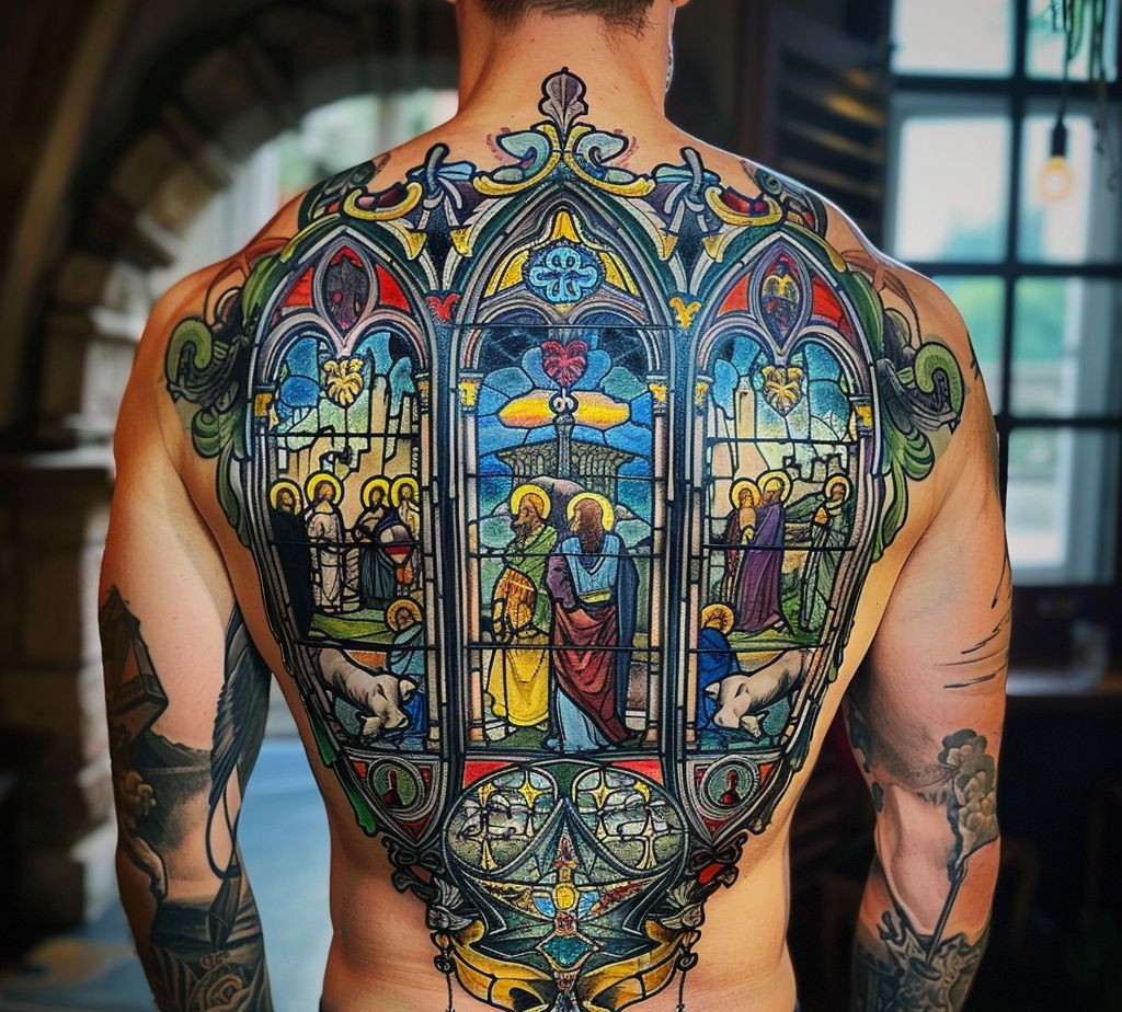 gothic theme back tattoo