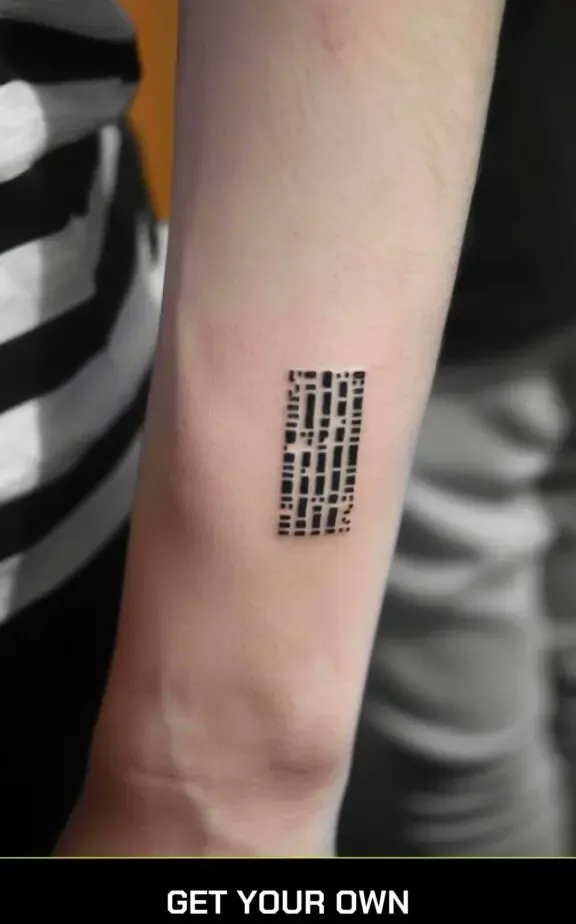 small tattoo designs for men: barcode  tattoo